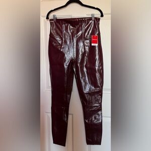 SPANX Faux Parent Leather Leggings in Ruby